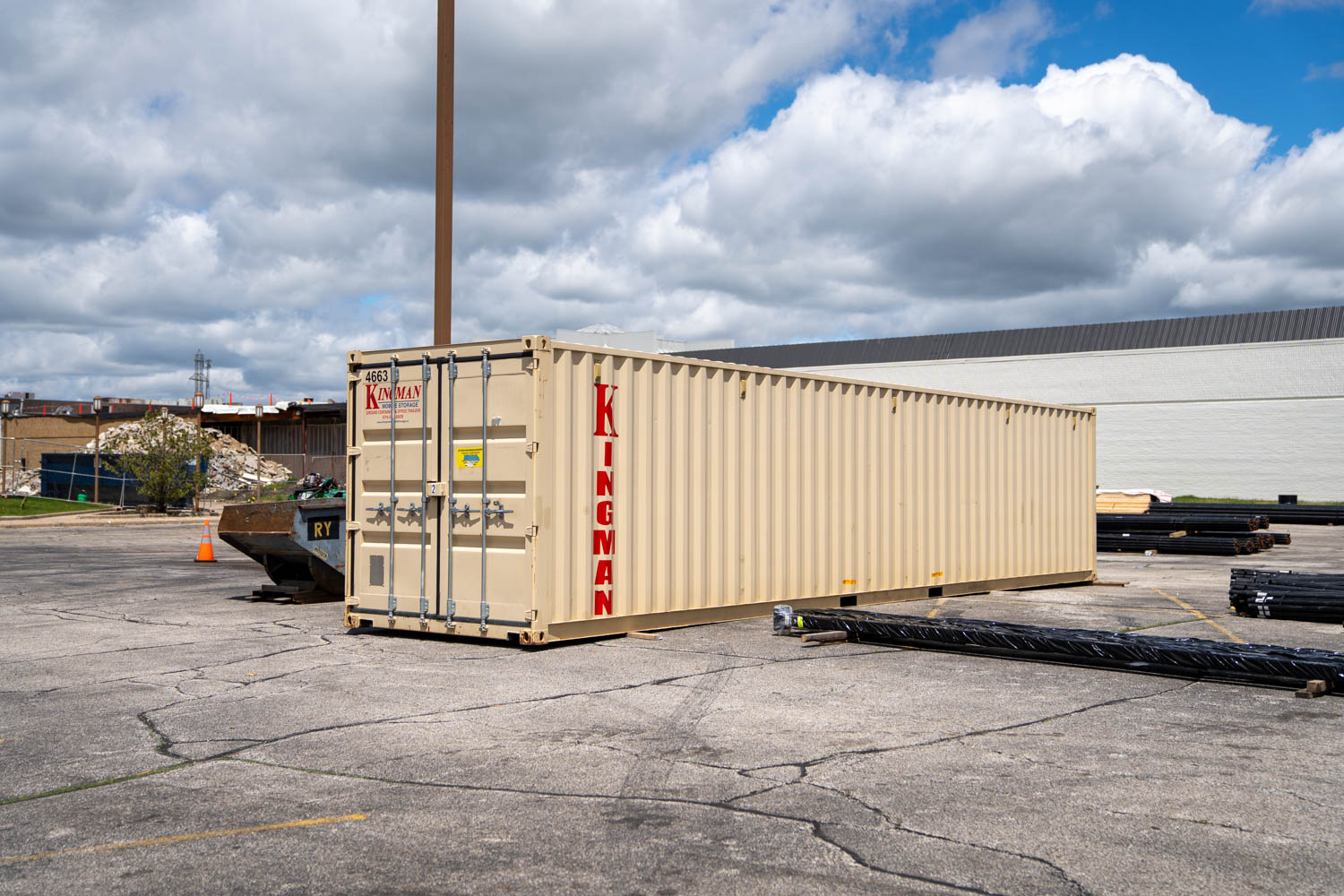 Storage container on a construction site