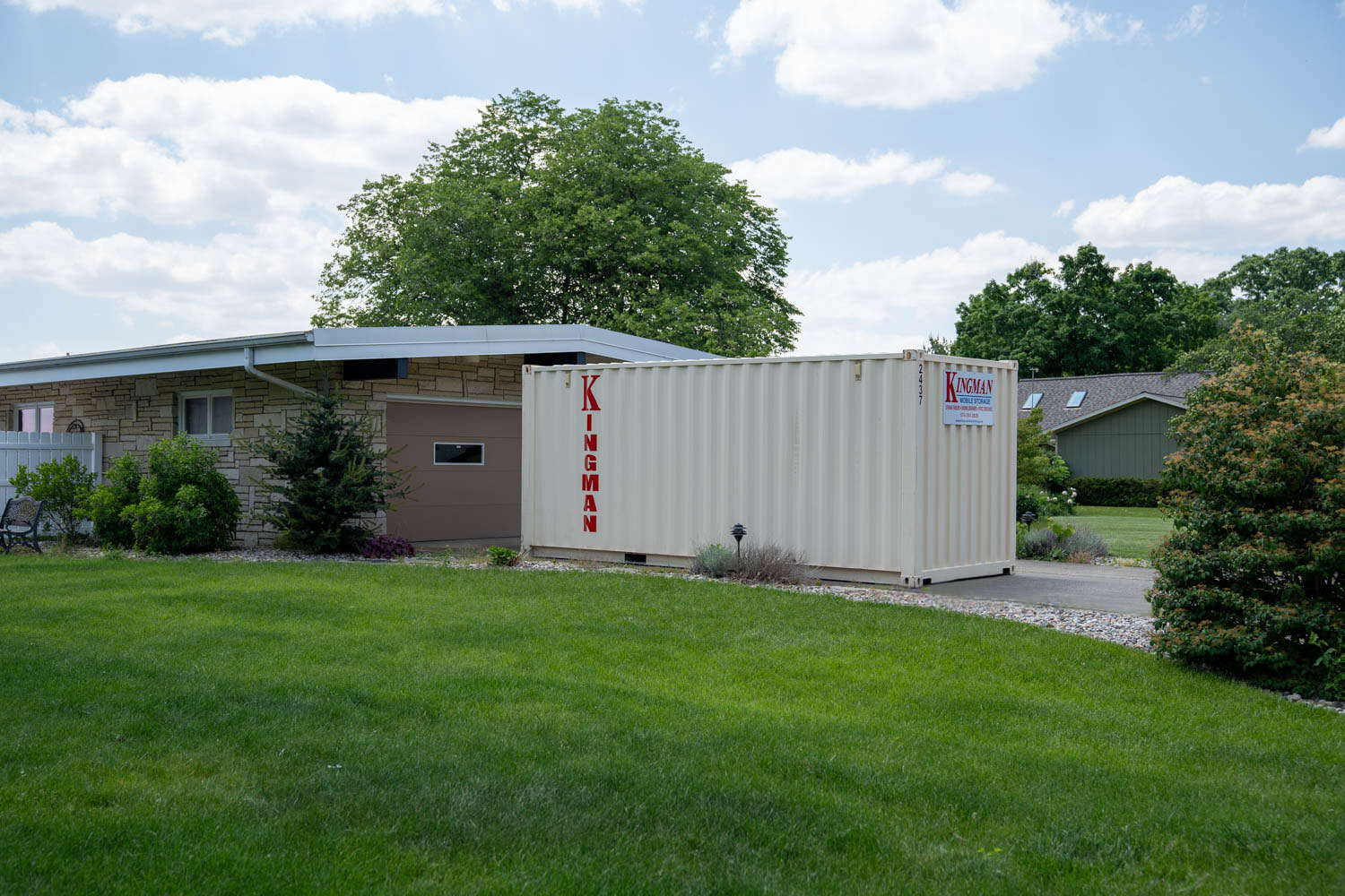 20 foot storage container at a residential property